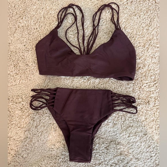 Mikoh Other - Mikoh Strappy Wine 3-pc Bikini Set (Kapalua bottom, Uluwatu top, Palm Beach top)
